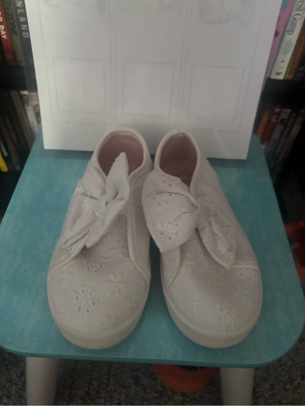 OshKosh B'gosh White Floral Slip-On Sneakers with Bow Accent